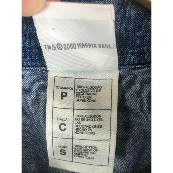 Vintage Warner Bros. Embroidered Denim Button Front Shirt Small Tweety Bird - Picture 4 of 6